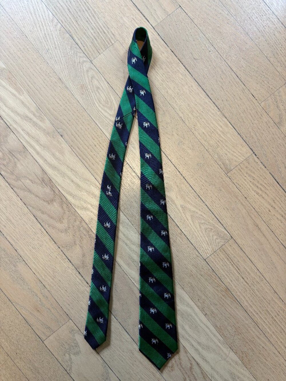 Crewcuts Striped Silk Kids' Tie with Bulldogs J. Crew